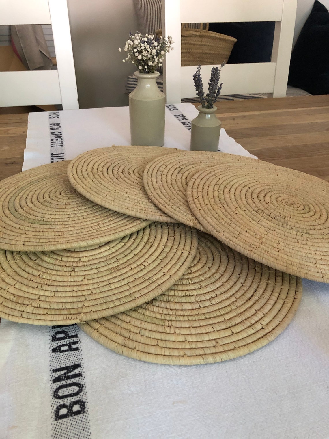 Set 6 Raffia Handmade Artisan placemats Handmade Table Mats Etsy