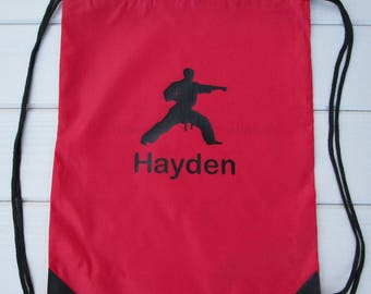 Karate Backpack Personalized / Personalized Drawstring Bag / Personalized Cinch Bag / Monogrammed Karate Gifts / Drawstring Bag / Karate Guy