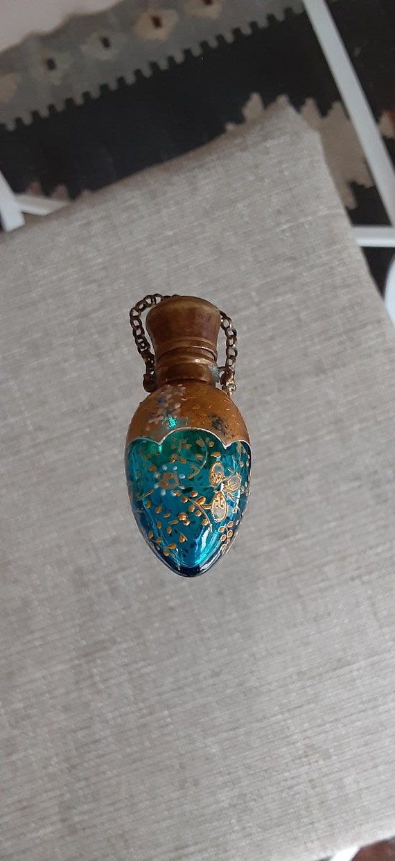 Victorian French Moser Style Turquoise Blue Hand … - image 1