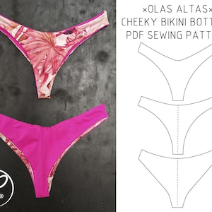 PDF SEWING PATTERN, High leg bikini bottom, cheeky & thong.