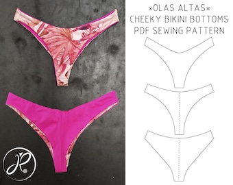 PDF SEWING PATTERN, High leg bikini bottom, cheeky & thong.