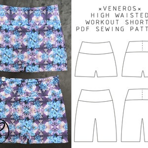PDF SEWING PATTERN, Workout shorts. biker shorts