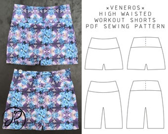 PDF SEWING PATTERN, Workout shorts. biker shorts