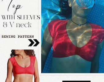 BIKINI SEWING PATTERN *Maui* bikini top v neck & short sleeves