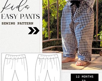 BEGINNER FRIENDLY PATTERN, Kids Easy Pants Sewing Pattern, Summer Pants for Kids, Pdf Pattern to Print at Home, Commercial License