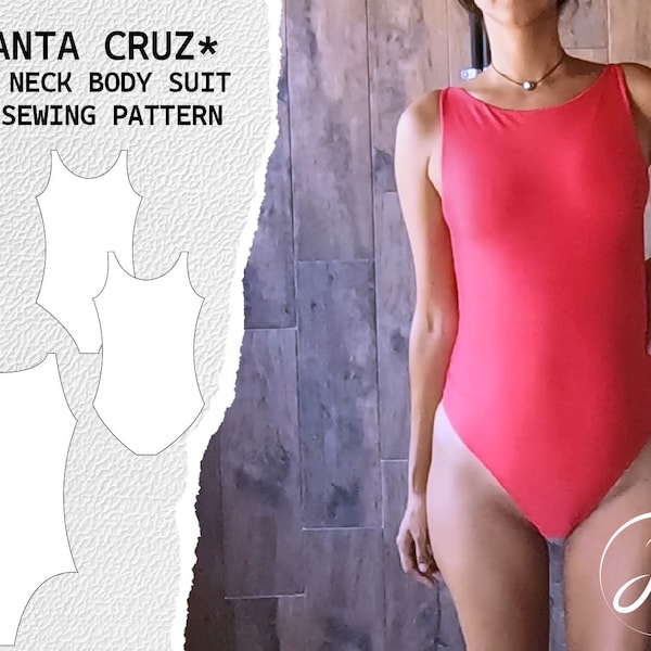 PATRON DE COSTURA pdf *Santa Cruz* bodysuit  / leotardo cuello tipo barco, torso corto y largo, escote trasero medio y completo