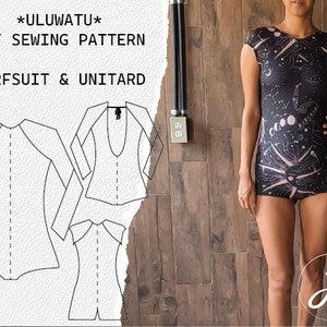 PDF SEWING PATTERN *Uluwatu* unitard/surfusit/jumpsuit with sleeves, long and short torso & 2 short lengths