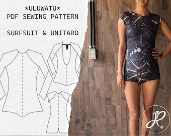 PDF SEWING PATTERN *Uluwatu* unitard/surfusit/jumpsuit with sleeves, long and short torso & 2 short lengths