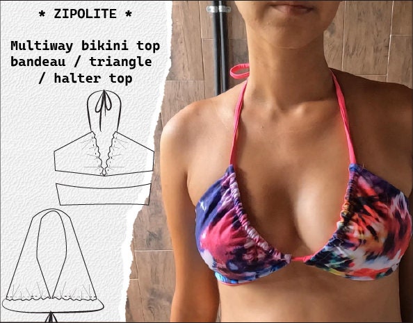 Swirl Multi Way Skinny Strap Bikini Top