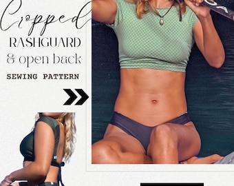 PDF SEWING PATTERN, *Anclote* Croptop rash guard, short & long sleeves
