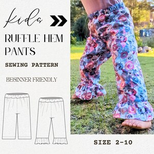 PATRÓN DE COSTURA pdf, pantalón de niño y niña fácil de coser, Pantalón de verano con volantes y cintura elastica, Licencia Comercial