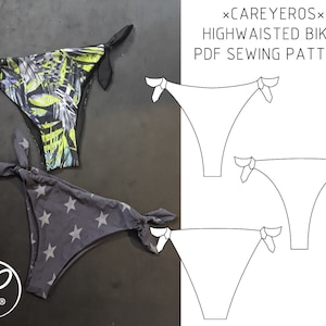 PDF SEWING PATTERN, high waisted, high leg bikini bottom