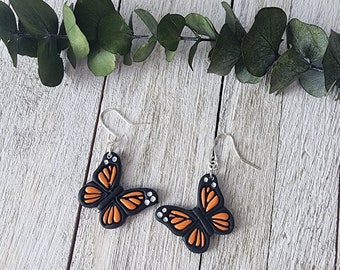 Handgemachte Schmetterling Ohrringe aus Polymer Clay, Statement Ohrringe, Natur inspiriert Schmuck, Geschenk für Sie