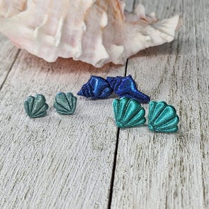 Handmade Polymer Clay Sea Shell Earrings, Summer Beach Dangle, Ocean Jewelry, Beach Lover Gift