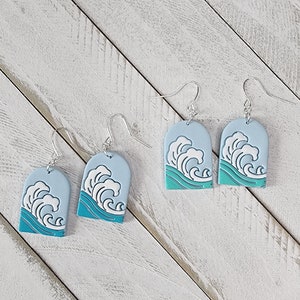 Earrings dangle sea waves/nautical/beach earrings/summer vibe jewelry/polymer clay gifts for her