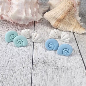 Handmade Polymer Clay Sea Shell Earrings, Summer Beach Dangle, Ocean Jewelry, Beach Lover Gift