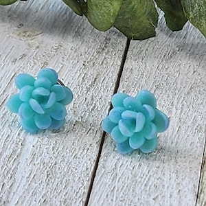 Polymer Clay Sukkulenten Ohrstecker, handgemachte Blumen Ohrringe, Botanischer Kaktus Schmuck, Sukkulenten Ohrringe
