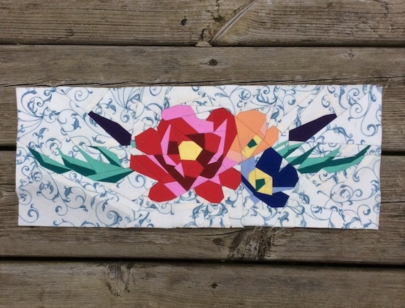 flower foundation paper pieced pattern garden plant pdf sewing pattern download make your own gift for garden lover nature lover gift paper pieced flower