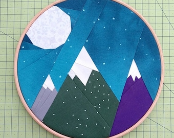 Mountain sun and moon paper piecing pattern - Etive & Co