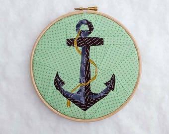 Anchor quilt foundation paper piecing pattern - sea sailor pirate - make your own quilt block - pattern download PDF - FPP - gift for baby