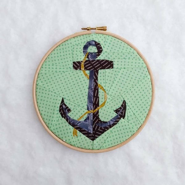 Anchor quilt foundation paper piecing pattern - sea sailor pirate - make your own quilt block - pattern download PDF - FPP - gift for baby