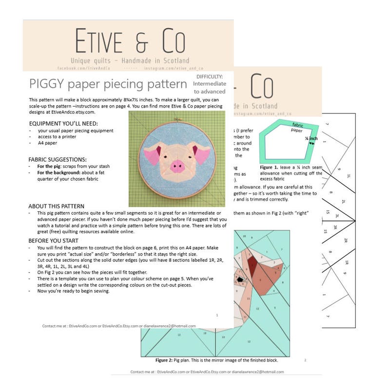 Pig Paper Piecing Pattern image 7