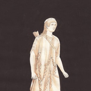 Statue of a young man - antique print - 19th century
