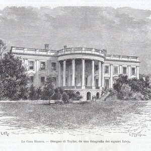 1877, Washington, The White House, United States, antique print