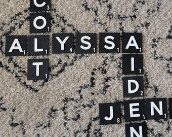 Personalized Scrabble Letter Tiles Sign | Double Layered Wood Name Art | Custom Family Name Decor | 1/8 Baltic Birch