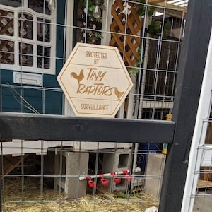 Protected by Tiny Raptor | Farm Sign | Personalized Farm Sign | Chicken Coop Sign | Farmhouse Decor | Coop Sign