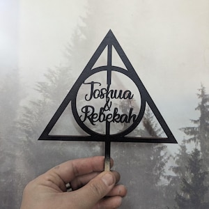 Custom Always Inspired Geometric Name Mr and Mrs Wedding Custom Natural Wood Cake Topper