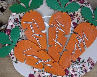 Personalized Modern Easter Carrot with Name Gift Basket Tag Hanging Name Sign
