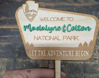 Personalized National Park Wedding Couples Name Cake Topper