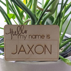 Hello My Name is Wooden Name Tag | EngravingOption | Baby Birth Announcement | Hospital Announcement |