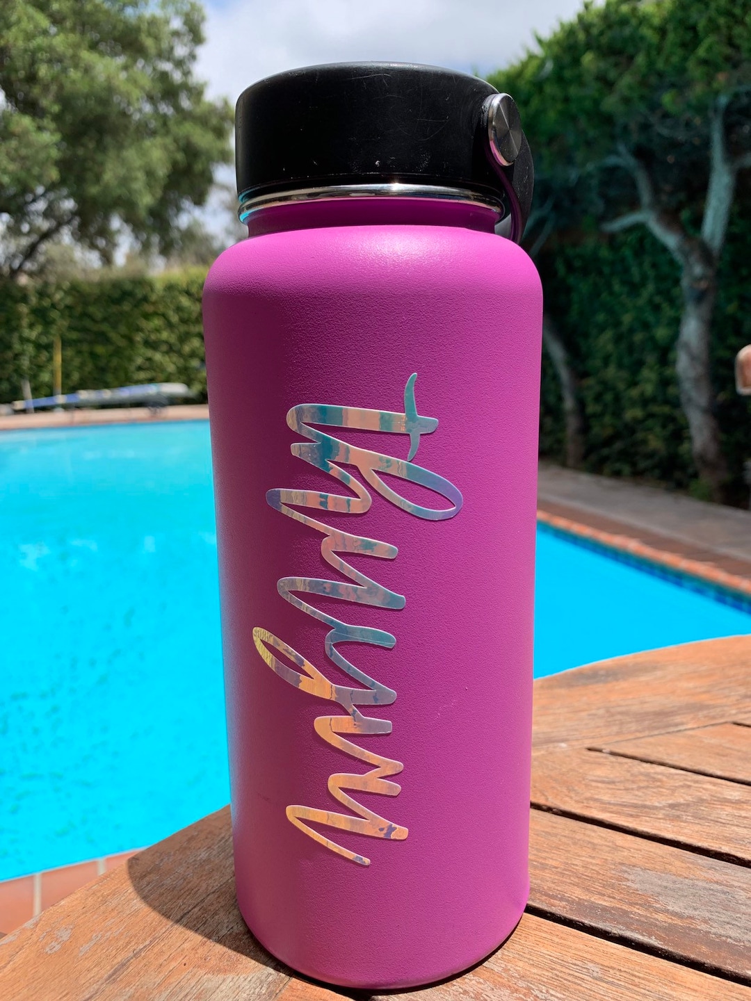 Custom Name Decal Tumbler Water Bottle Vinyl Sticker Holographic Decal ...