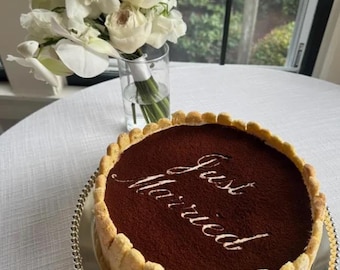 Just Married Cake Stencil | Custom Wedding Stencil | Rustic Wedding Cake Decor | 1/8 Random Pull Color Baking Stencil