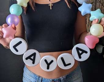 Oversized 3D Printed Letter Beads Name Banner or Necklace | Personalized Decor | Pastel or Bright | Birthday Sign | Grad Lei | Office Sign