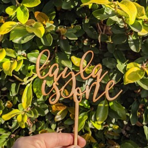 Custom Name and Age Natural Cake Topper | Age Cake Topper | First Birthday Cake | First Birthday Script Cake Topper | Wood Baby Topper