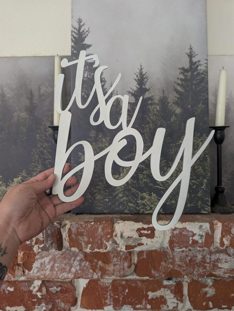 Letrero de foto de maternidad "Es un niño", accesorio de fotografía para fotos de embarazo o decoración de baby shower, letrero de recuerdo para celebración de recién nacido imagen 4