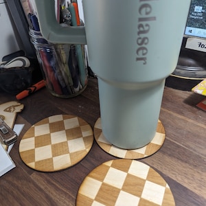 Checkered Coaster | Checkered Housewarming Gift | Round Coaster | Single or set | Handmade Coaster |  for Her |  for Him | Birthday Gifts