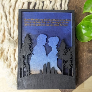 Outlander Fan Art | Claire and Jamie |  Outlander Wall Hanging Desk Mate | Craigh Na Dun | Scotland | Scottish Highland | Sassenach