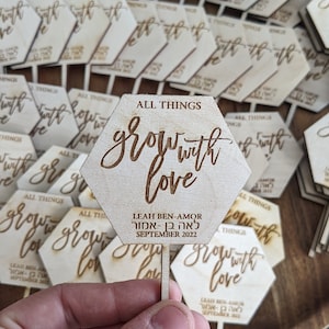 All Things Grow With Love Wooden Plant Stakes | Baby Shower Plant Favors | Custom Wedding Plant Tags | Plant Tags | Plant Sign | Favor Signs