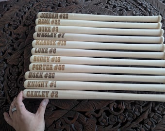 Individually Personalized Mini 18 inch Wooden Baseball Bats Favor End of the Year Team Gift with Customized Name Logo or Year on Bat