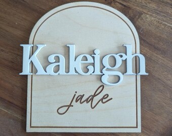 Custom Personalized Name Birth Announcement Sigh | Arch Photo Prop Sign | Baby Shower Gift | Hospital Sign Welcome Baby Photo Sign