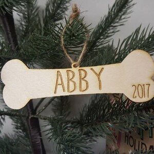 Personalized Custom Christmas Tree Dog Bone Ornament with Customized Name and Year Family Christmas Dog Lover Fur Baby