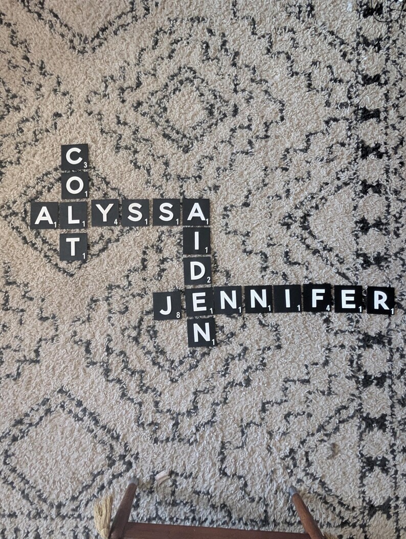 Scrabble Rug Personalized Scrabble Letter Tiles Sign | Double Layered Wood Name Art ...