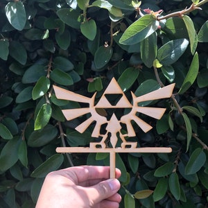 Zelda Legend Hyrule Crest Triforce Natural Wood Tri Force Wedding Cake Link Wedding Cake Topper - Choice to Add One Name