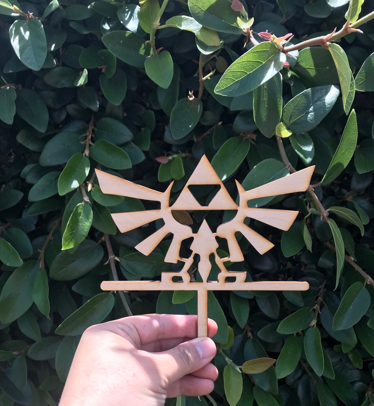 Zelda Legend Hyrule Crest Triforce Natural Wood Tri Force Wedding Cake Link Wedding Cake Topper - Choice to Add One Name