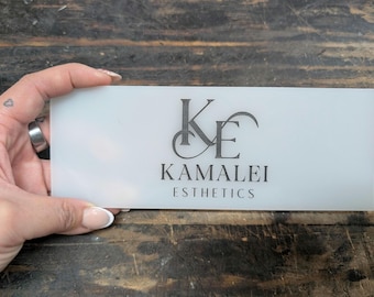 Custom Logo'd Acrylic Wall Plate | Personalized Acrylic Door Name Plate | Salon Sign | Small Business Signage | Rental Sign | Work Sign