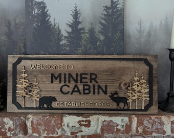 Cabin Sign | Lodging Sign | Family Cabin Sign | Great Outdoors Wooden Sign | Welcome Cabin Home Decor | Wall Decor Hanging Sign
